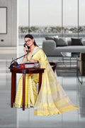 Yellow Cotton Silk Professional Office Saree - FeministaCotton Silk