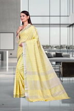 Yellow Cotton Silk Professional Office Saree - FeministaCotton Silk