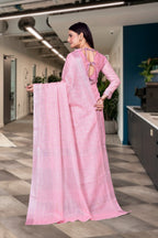 Pink Cotton Silk Formal Professional Saree - FeministaCotton Silk