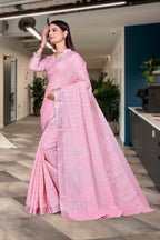 Pink Cotton Silk Formal Professional Saree - FeministaCotton Silk