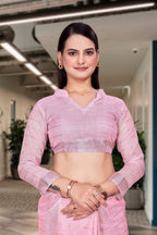 Pink Cotton Silk Formal Professional Saree - FeministaCotton Silk