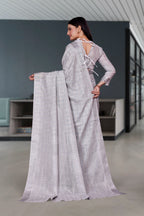 Grey Cotton Silk Professional Office Saree - FeministaCotton Silk