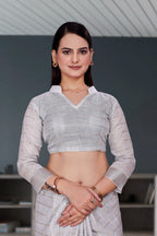 Grey Cotton Silk Professional Office Saree - FeministaCotton Silk