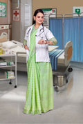 Light Green Cotton Silk Business Saree for Professionals - FeministaCotton Silk