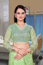 Light Green Cotton Silk Business Saree for Professionals - FeministaCotton Silk