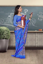 Blue Crepe Professional Office Saree - FeministaCrepe