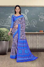 Blue Crepe Professional Office Saree - FeministaCrepe
