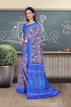 Blue Crepe Professional Office Saree - FeministaCrepe