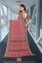 Pink Crepe Professional Teacher Saree - FeministaCrepe