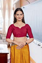 Mustard Crepe Office Professional Saree - FeministaCrepe