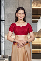 Beige Crepe School Uniform Saree for Teachers - FeministaCrepe