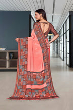 Pink Crepe Professional Teacher Saree - FeministaCrepe
