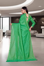 Green Cotton Silk Workplace Uniform Saree - FeministaCotton Silk