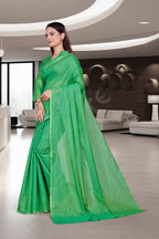 Green Cotton Silk Workplace Uniform Saree - FeministaCotton Silk
