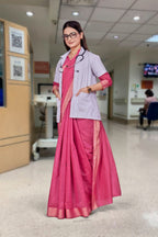 Red Cotton Silk Work Wear Saree for Teachers - FeministaCotton Silk