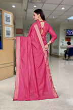 Red Cotton Silk Work Wear Saree for Teachers - FeministaCotton Silk