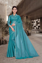 Light Blue Cotton Silk Workplace Uniform Saree - FeministaCotton Silk