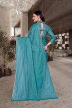 Light Blue Cotton Silk Workplace Uniform Saree - FeministaCotton Silk