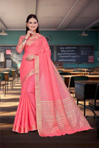 Pink Cotton Silk Professional Office Saree - FeministaCotton Silk
