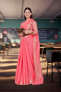 Pink Cotton Silk Professional Office Saree - FeministaCotton Silk