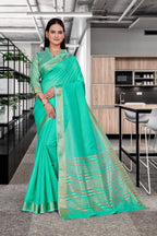 Green Cotton Silk Professional Office Saree - FeministaCotton Silk