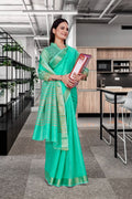 Green Cotton Silk Professional Office Saree - FeministaCotton Silk