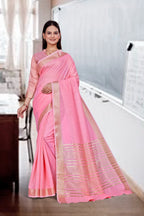 Pink Cotton Silk Business Saree for Professionals - FeministaCotton Silk