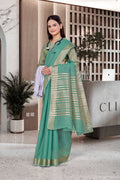 Blue Cotton Silk Work Wear Uniform Saree - FeministaCotton Silk
