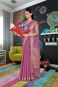 Pink Cotton Silk Staff Professional Saree - FeministaCotton Silk