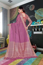 Pink Cotton Silk Staff Professional Saree - FeministaCotton Silk