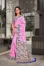 Pink Crepe Corporate Professional Saree - FeministaCrepe