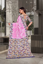 Pink Crepe Corporate Professional Saree - FeministaCrepe
