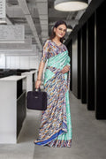 Green Crepe Professional Teacher Saree - FeministaCrepe