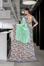 Green Crepe Professional Teacher Saree - FeministaCrepe