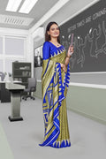 Light Green Crepe School Uniform Saree for Teachers - FeministaCrepe