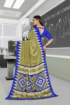 Light Green Crepe School Uniform Saree for Teachers - FeministaCrepe