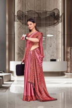 Pink Crepe Professional Office Saree - FeministaCrepe