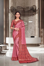 Pink Crepe Professional Office Saree - FeministaCrepe
