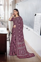 Purple Crepe Professional Office Saree - FeministaCrepe