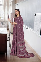 Purple Crepe Professional Office Saree - FeministaCrepe