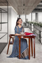 Brown Crepe Teacher Edition Uniform Saree - FeministaCrepe