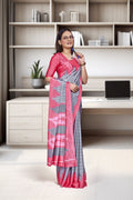 Pink Crepe Workplace Uniform Saree - FeministaCrepe