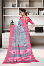 Pink Crepe Workplace Uniform Saree - FeministaCrepe