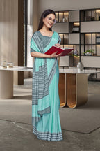Green Crepe Professional Office Saree - FeministaCrepe