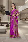 Purple Crepe Professional Teacher Saree - FeministaCrepe