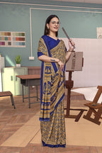Gold Crepe Workplace Formal Saree - FeministaCrepe
