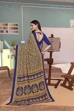 Gold Crepe Workplace Formal Saree - FeministaCrepe