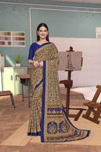 Gold Crepe Workplace Formal Saree - FeministaCrepe