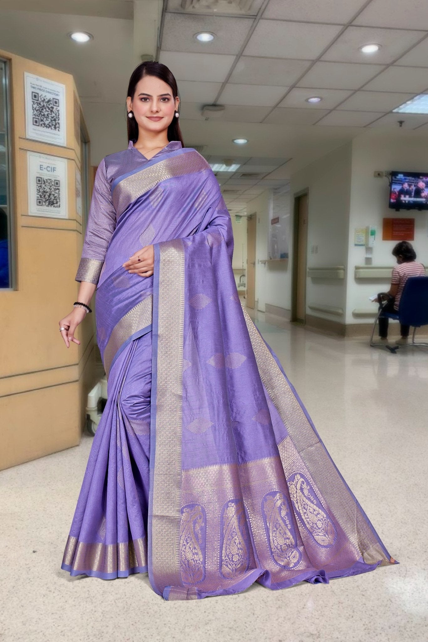 Blue Cotton Silk Corporate Professional Saree - FeministaCotton Silk