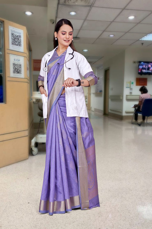Blue Cotton Silk Corporate Professional Saree - FeministaCotton Silk